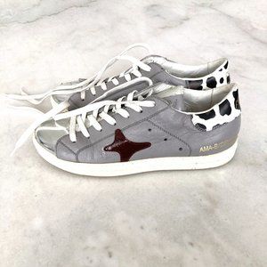 Ama Brand sneakers, handmade Italian leather sneakers (size 37) grey white